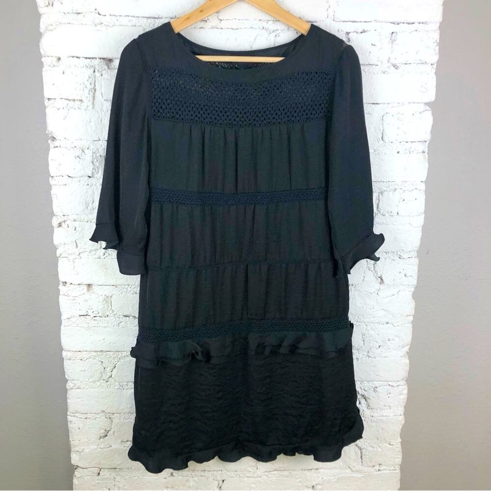 Who What Wear Black Ruffle Dress